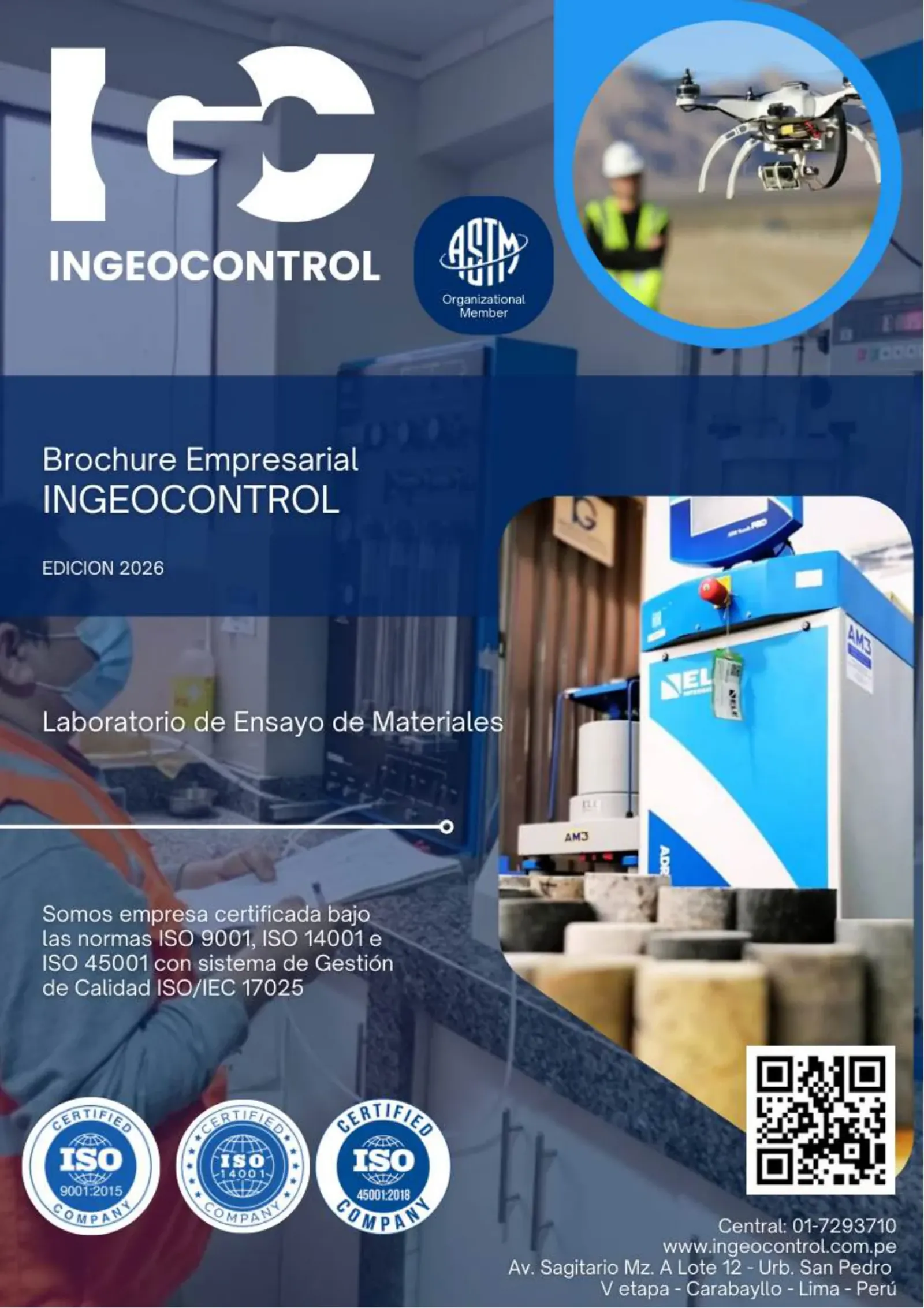 Portada del brochure empresarial 2026 de INGEOCONTROL PERÚ S.A.C.